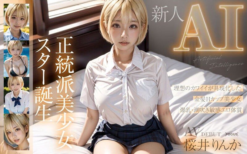 AIFOCS-002 【新人AI】正統派美少女明星誕生 金髮H罩杯 櫻井莉奈
